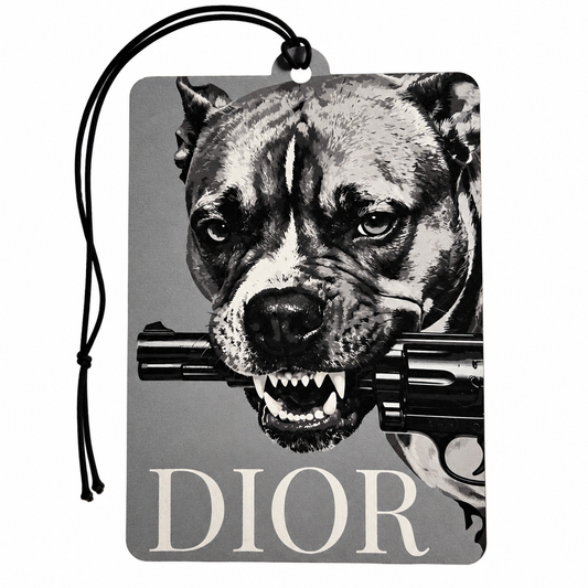 Dior Inspired Bulldog Car Air Freshener – Black & White Designer Style Dog Car Accessory